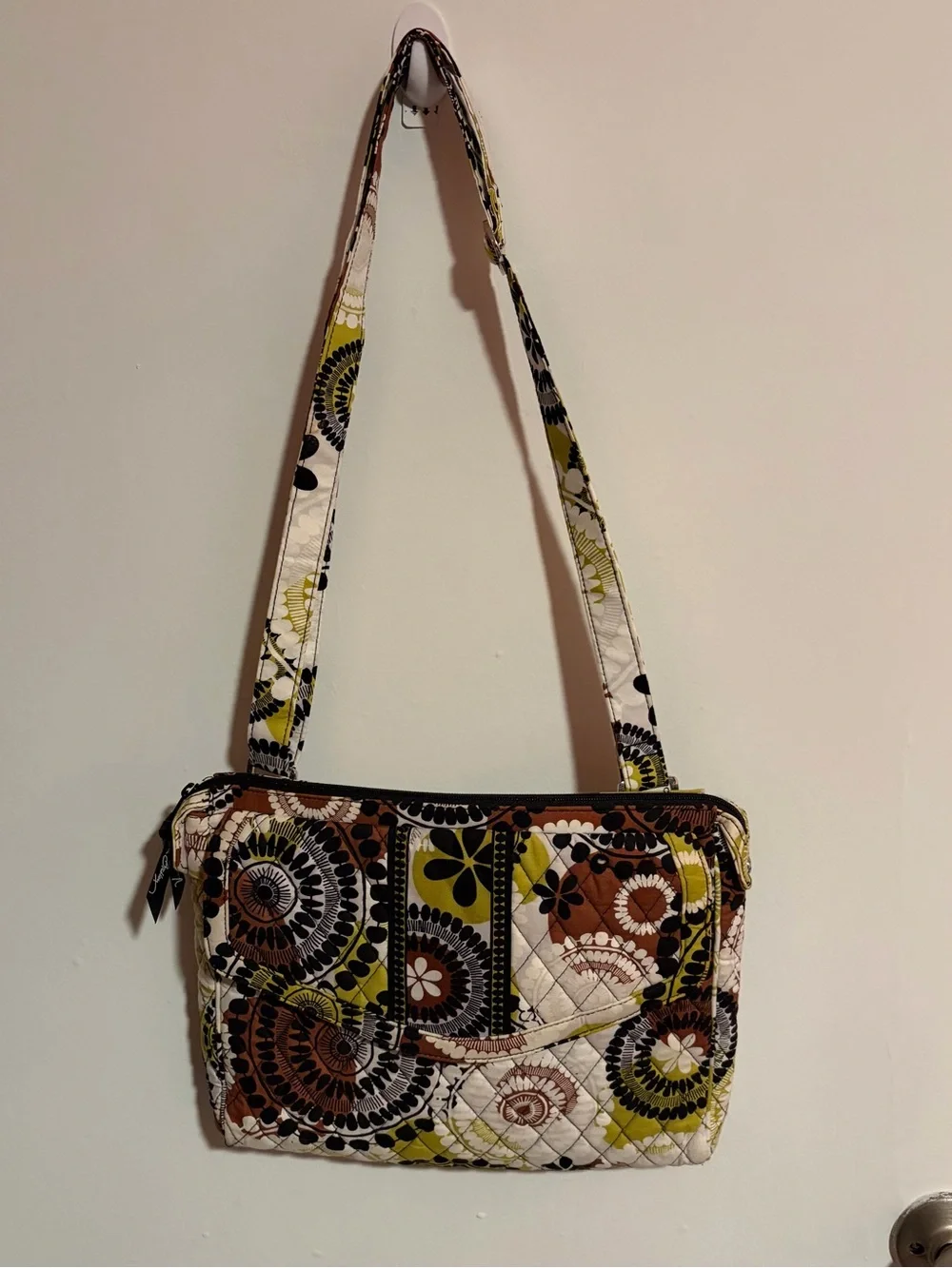 Vera Bradley Quilted Cocoa Moss Tablet Hipster Messenger Bag